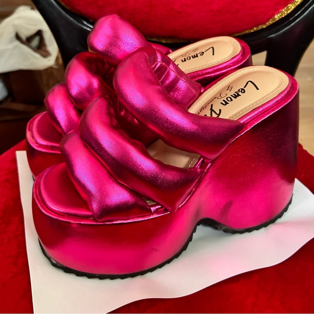 Lemon Drop by Privileged fuchsia super high platform shoes SKU 500